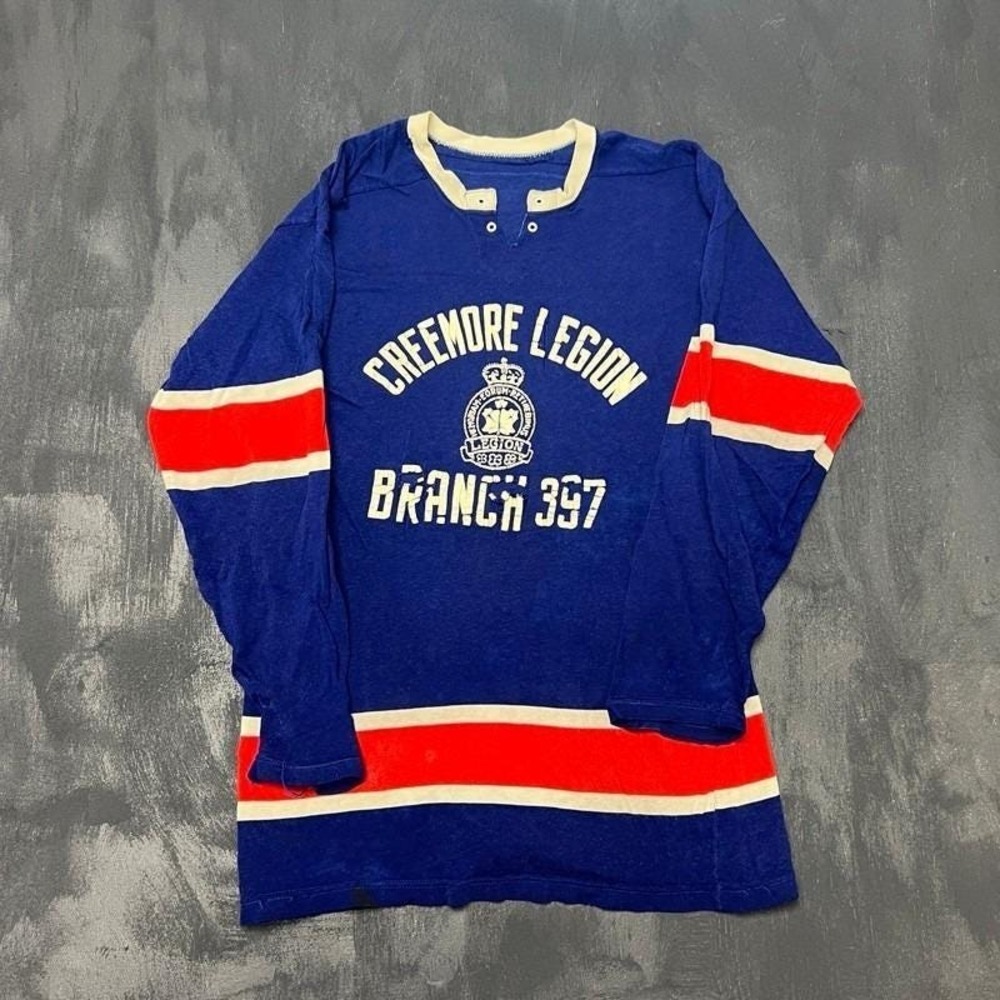 Vintage Creemore Legion Hockey Jersey Mens Small Blue 1960s